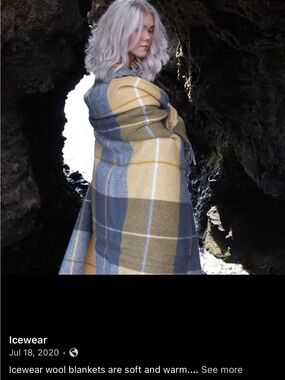 Icewear Yellow & Gray Plaid Wool Wrap